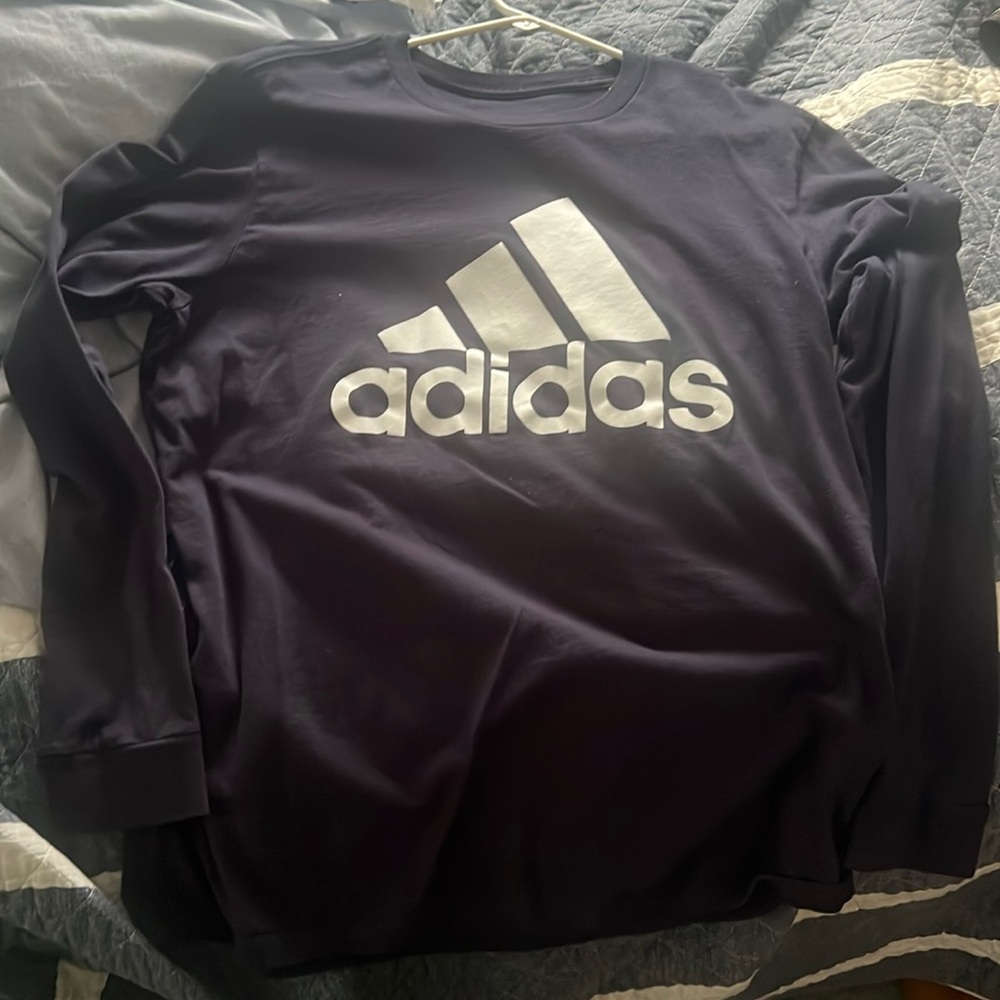 Adidas long sleeve navy shirt size Large EUC